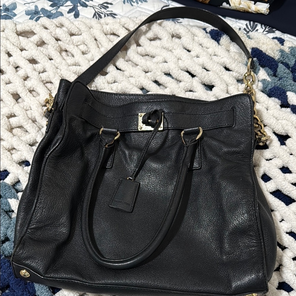 MICHAEL Michael Kors Black Shoulder Bag with Silver Hardware
